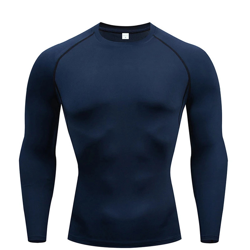 Compression Long Sleeve Shirt Black Fitness T-shirt Mens Muscle Quick drying Gym Sportswear Sun protection Sports Base layer 250813