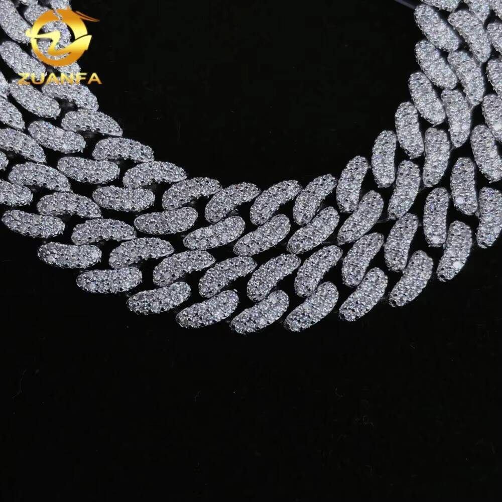 Promotion Price Hip Hop Necklace Fine Jewelry 925 Sterling Silver 8mm Iced Out VVS Moissanite Diamond Miami Cuban Link Chain