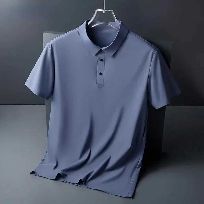 2025 New Summer Solid Color Casual Mens Polo Shirt Short Sleeved Turndown Collar Ice Silk T-shirt XJ250804