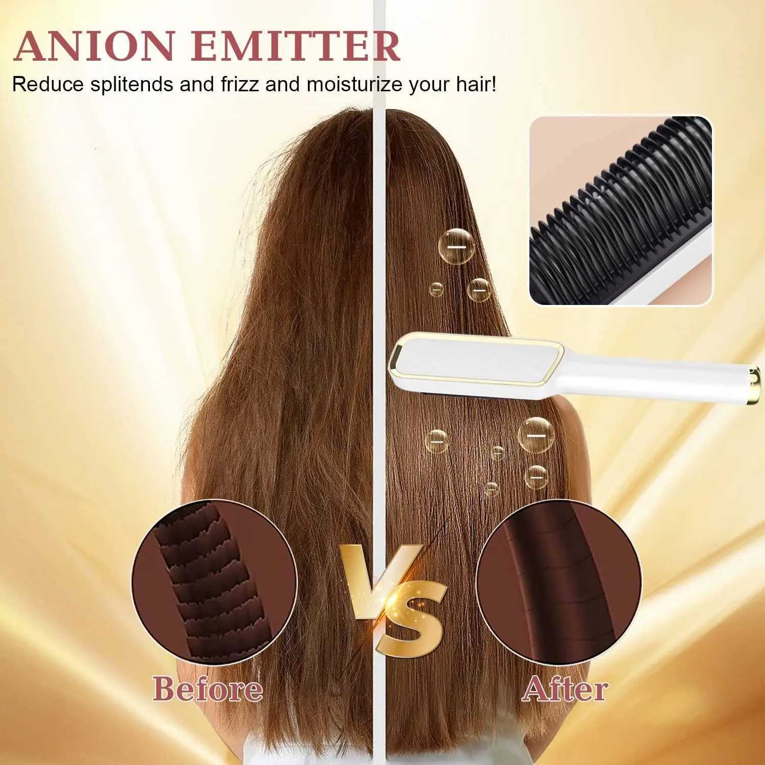 New Hair Straightener Brush Heated Hair Straightening Brush Flat Iron Electric Hair Brush Straightener | Hot Brush for Styling W250814