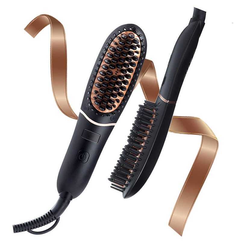 Professional LED Display Negative Ion Hair Straightener Brush Multi-functional Hair Curling Styler Comb W250814