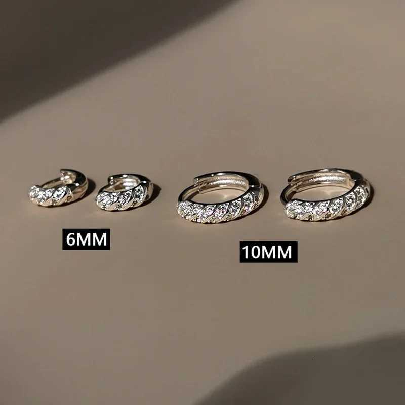 925 Sterling Silver Zircon 6/10MM Twisted Round Hoop Earrings for Women Classic Fine Jewelry Light Luxury Accessories XJ250814