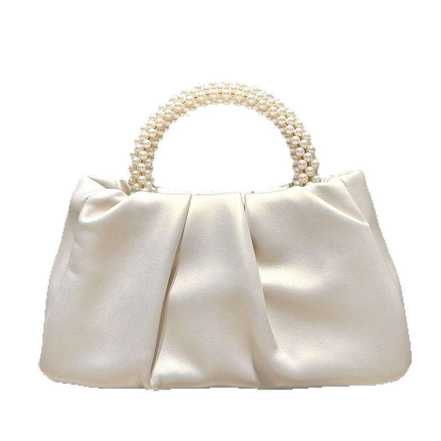 Pearlescent White High End Evening Beaded Cloud Bag Women's Fashionable And Elegant Handbag