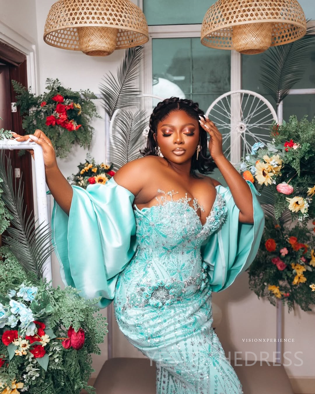 2025 Plus Size Iceblue Mermaid Prom Dresses Aso Ebi Beaded Lace Illusion Sweetheart Sexy Beaded Lace Crystals Flora Birthday Dress Second Reception Go