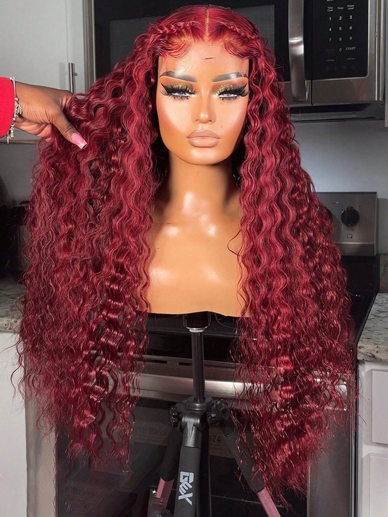 30 40 Inch 99J Burgundy Deep Wave Frontal Wig 13x6 Hd Curly Lace Frontal Human Hair Wig Red Colored 13x4 Transparent Lace Wig Synthetic Ready To Go