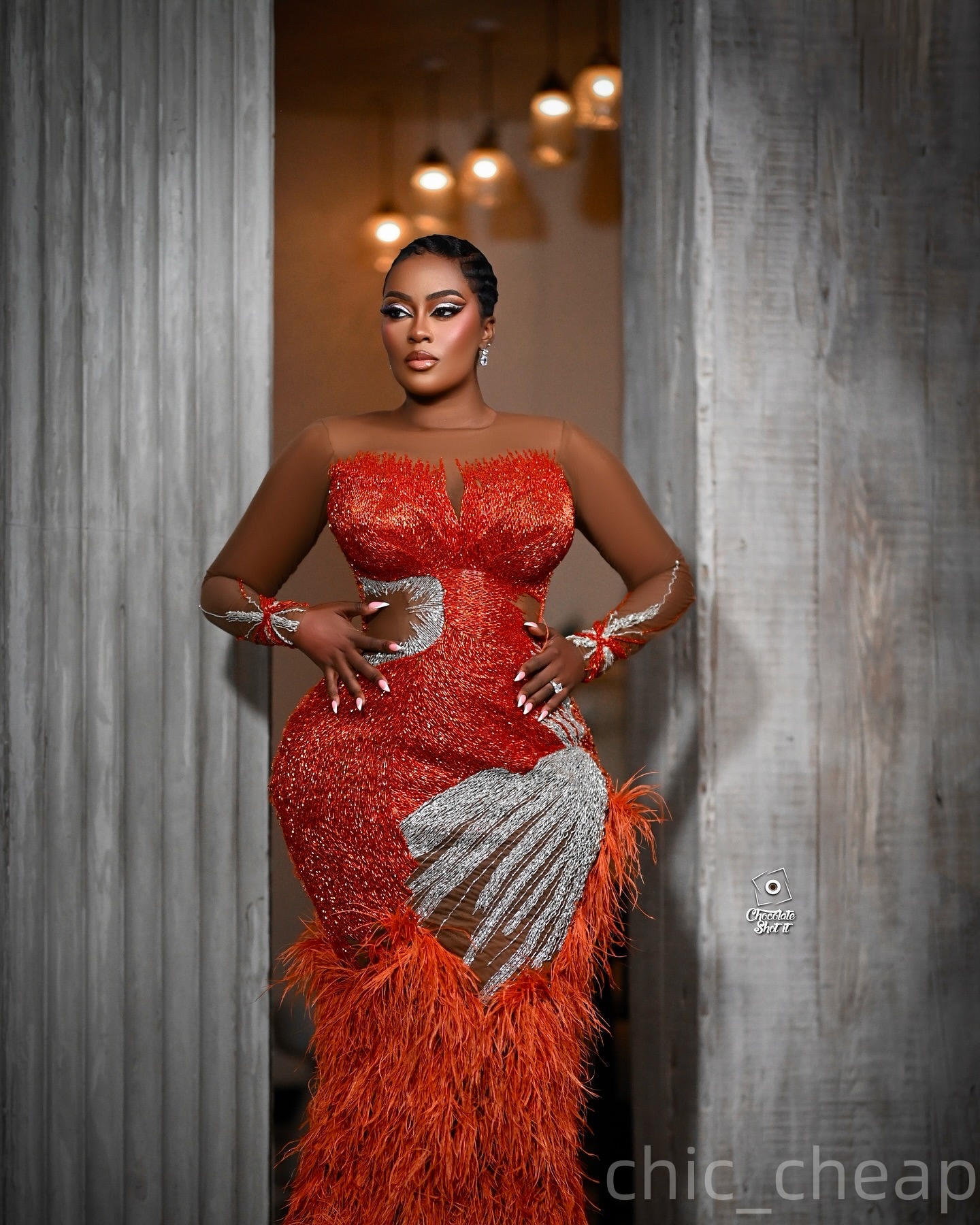 Mermaid Burnt Orange Prom Dresses 2025 Illusion Beaded Feather Evening Formal Party Second Birthday Engagement Gowns Plus Size Dress For Special Occas