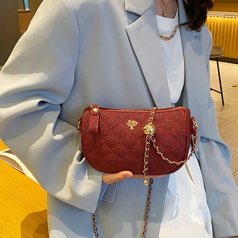 Caviar Small Square Women's New Trendy Fashion High-end Sense Stylish Chain Shoulder Crossbody Bag