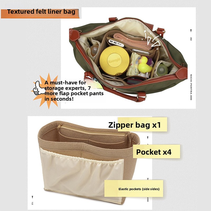 Handheld Beige Tote for Babies: Lightweight & Water Resistant with Wet-Dry Separation Feature