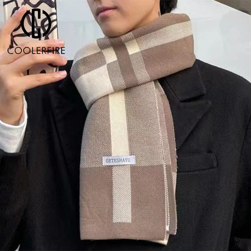 Winter Men Scarf Keep Warm Scarf Casual Fashion ers Knit Neckerchief Patchwork Copy Cashmere Scarf Shawl Wrap AC2228 250808