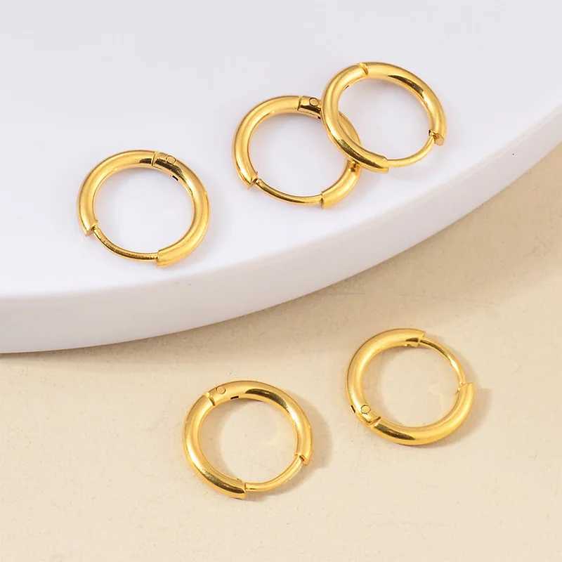 4Pairs Stainless Steel Solid Round Rings Huggies Earrings Set for Women Men Stackable Gold Plated Tiny Ear Cartilage Hoops XJ250814