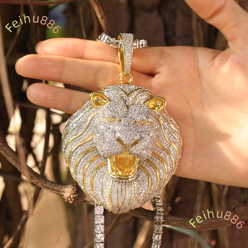 Hip Hop Iced Out 925 Sterling Silver Moissanite Rapper Style Big Bling Custom Luxury Jewelry Vvs Moissanite Pendant