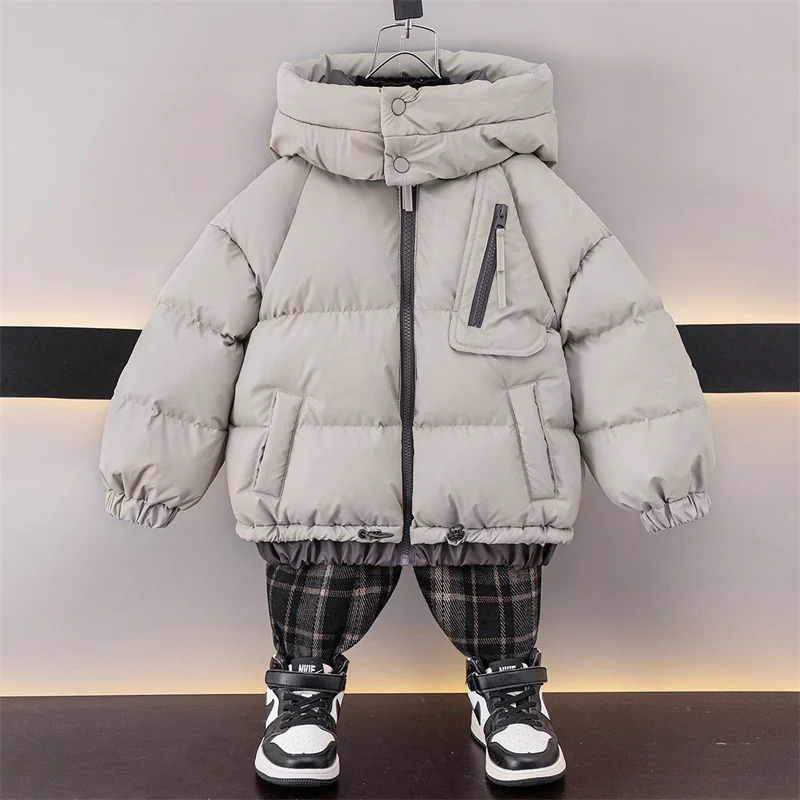 Children Hooded Down Coats Boys Thicken Winter Warm Jacket Teenager Windproof Outerwear Kids Fashion Clothing 4-14Y 250813