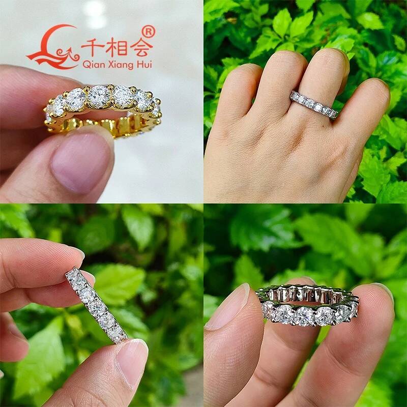 Customizable round Moissanite Eternity Band 0.3ct 4mm/0.5ct 5mm D VVS 925 Sterling Silver Jewelry for Engagement And Dating