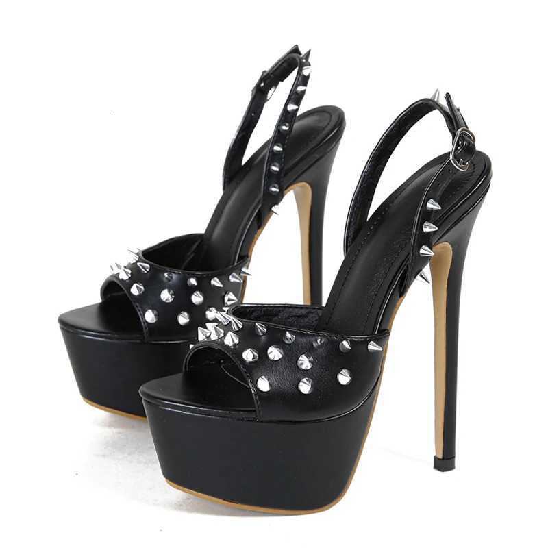 L ik e Fashion Design Metal Rivet Back Buckle Strap Platform Sandals Women Wedding Banquet Shoe Sexy Peep Toe Stripper High Heels W250814