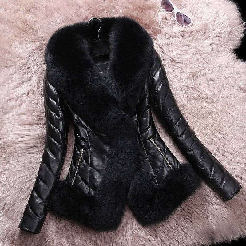 Women's Clothing Pu Down Cotton Large Size Fur Coat