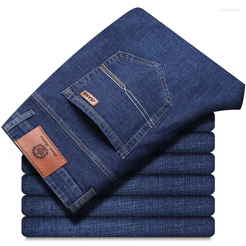 Men's Jeans Men Fashion Straight 2025 Stretch Slim Fit Pants Comfortable Soft Business Denim Trousers Male Brand Clothing