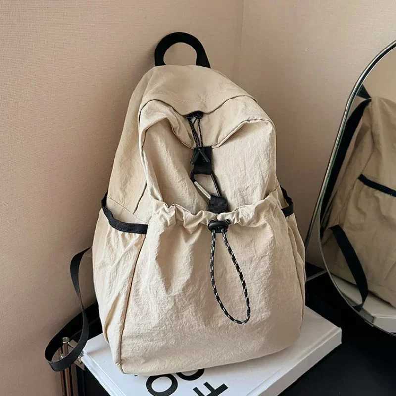2025 New Junior High School Student Schoolbag Women Backpack Cloth Bag Casual Fashion Pleat High-Grade Backpack Women XJ250814