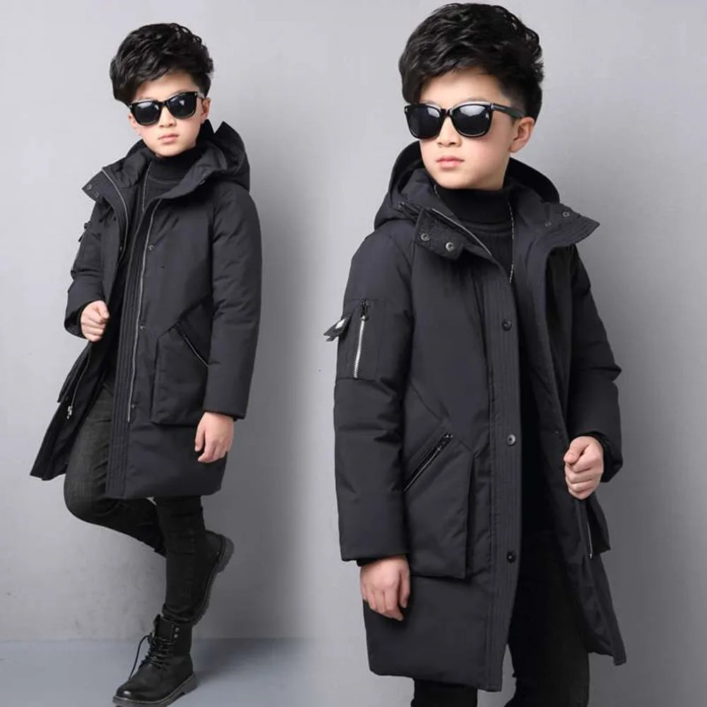 -30 degree children clothing boy clothes warm winter down cotton jacket Hooded coat Teen thicken outerwear kids parka 250813