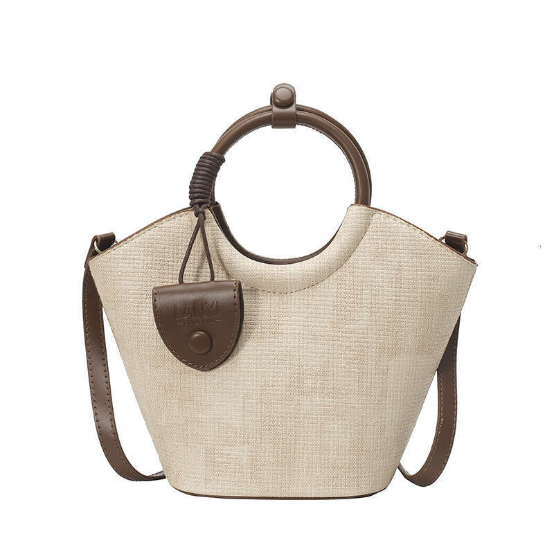 Korean Style Niche Design Fashion Color-Block Handbag Commuter for Women 2025 Summer New Versatile Crossbody Bucket Bag