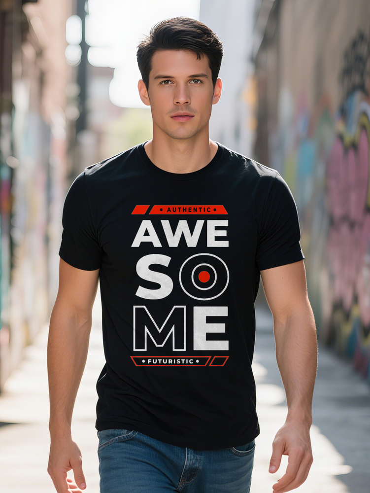 Men s Casual Graphic T Shirt Red Rectangular Frame AUTHENTIC Print Black Round Neck Summer Tee Regular Fit Gift