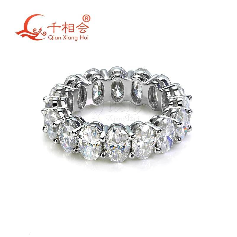 Eternity Band Ring Oval Shape D VVS White Moissanite 3*5mm/4*6mm 925 Silver Jewelry for Engagement And Dating Gift