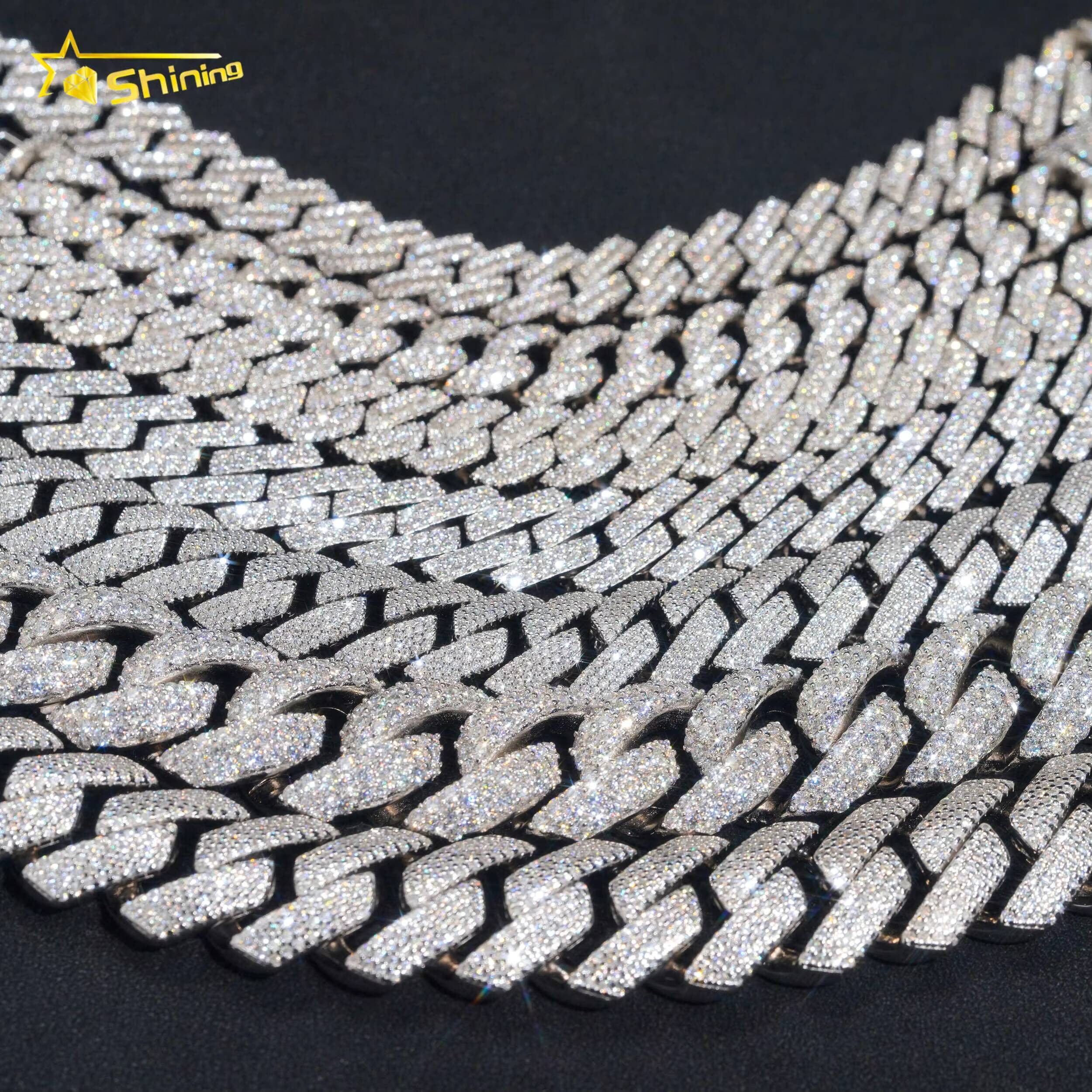 Shining Jewelry Pass Diamond Tester S925 6MM 8MM 10MM 12MM Iced Out Hip Hop Jewelry VVS Moissanite Cuban Link Bracelet Men
