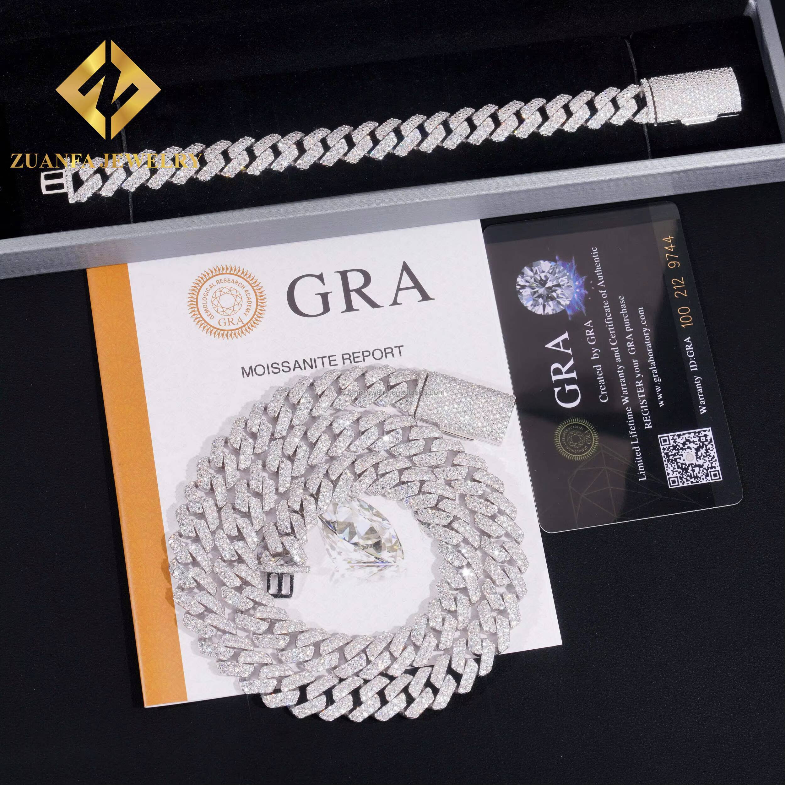 Hot Selling Fire Jewelry Buss Down Big Guy 12mm Iced Out Man Hip Hop Jewelry Pass Diamond Tester Moissanite Miami Cuban Link