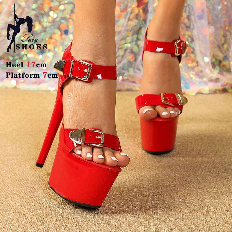 New 17CM Elegant Women Platform High Heeled Sandal Woman Buckle Fashion Trendy Women's Design Shoes Party 2024 Large Size