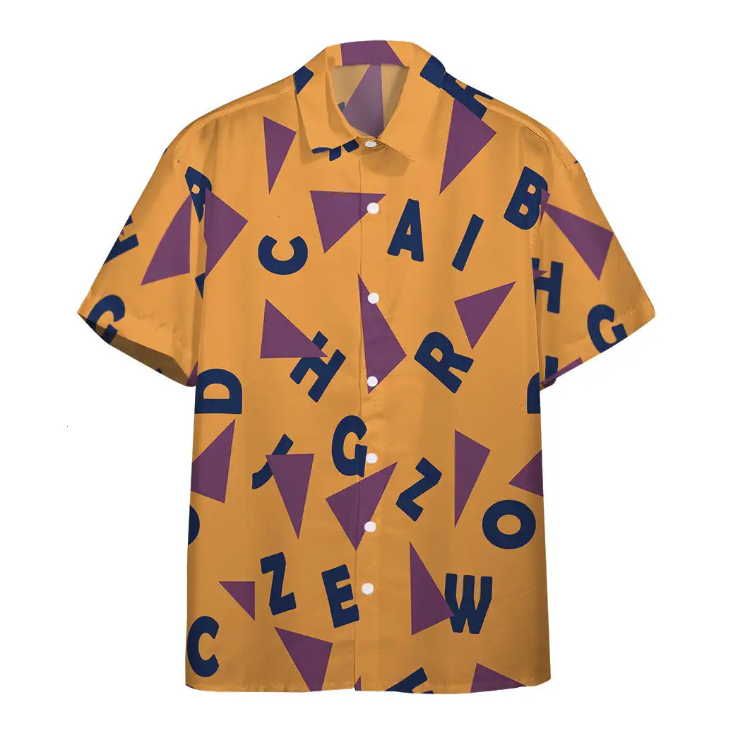 Geometric Print mens shortsleeved Shirt Beach Casual Hawaiian Lapel Top Large Size 2024 Style 250804