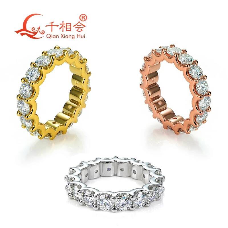 Customizable round Moissanite Eternity Band 0.3ct 4mm/0.5ct 5mm D VVS 925 Sterling Silver Jewelry for Engagement And Dating