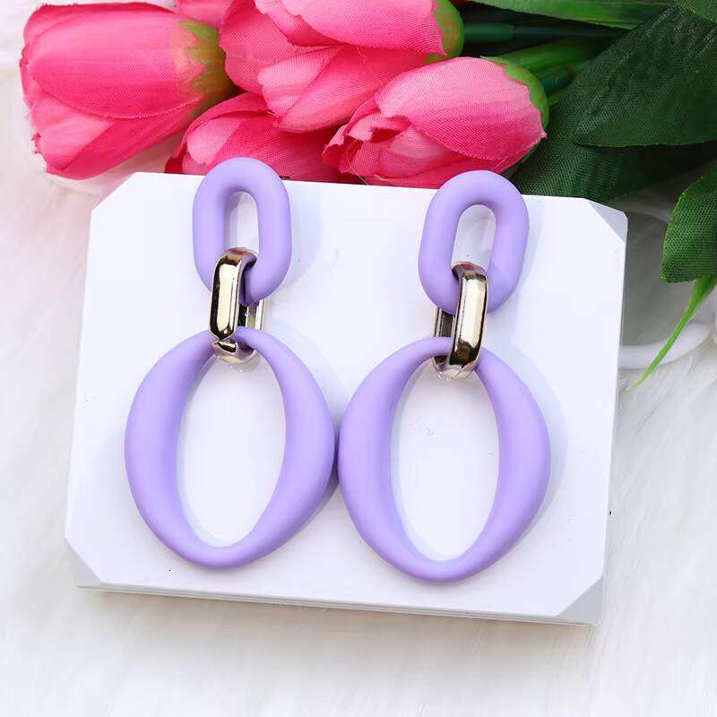 Acrylic Fashion Spray Paint Colorful Pendant Exaggerated Trendy Earrings for Women Uionen 802