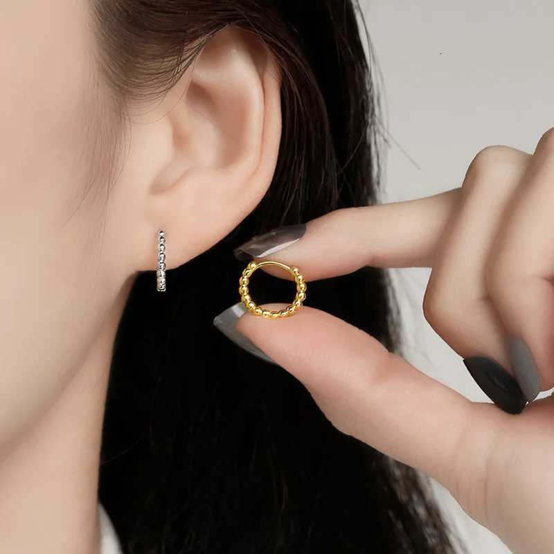 1 Pair New Round Bead Design Hoop Earrings For Women Men Stainless Steel Ear Buckle Geometric Heart Oval Party Jewelry XJ250814