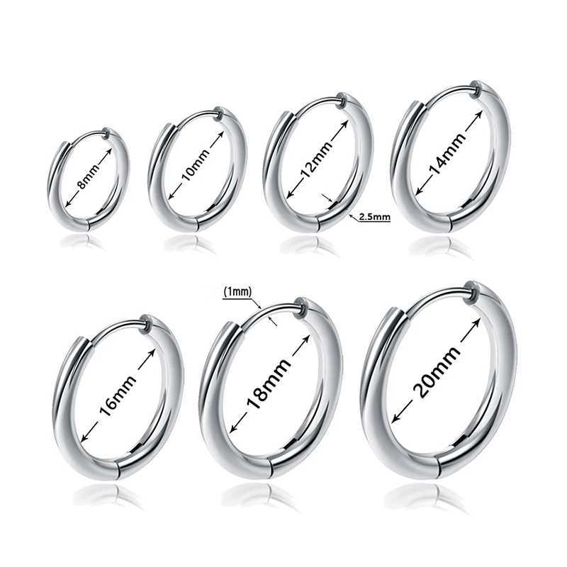 1 Pair Stainless Steel Round Hoop Earrings For Women 2.5mm Thick Hip-hop Street Pop Ear Buckle Classic Huggie Daily Jewelry XJ250814