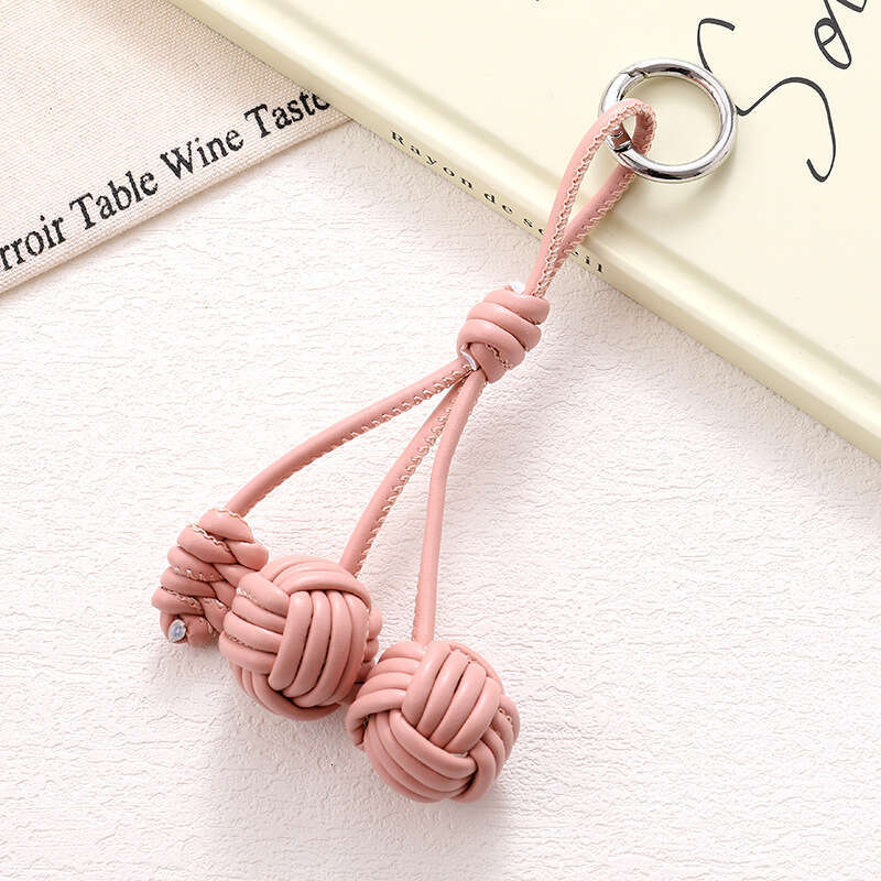 Bag charms New Two-tone Leather charm Rope Women Ball Sweet Versatile Bag Pendant Women's Phone Decoration