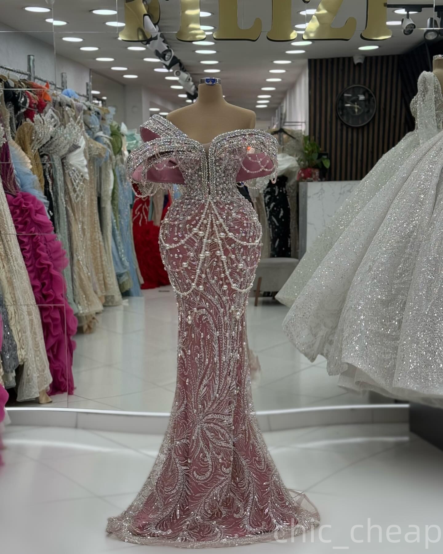Blush Pink Mermaid Prom Dresses 2025 Pearls Crystals Stylish Evening Formal Party Second Birthday Engagement Gowns Plus Size Dress For Special Occasio