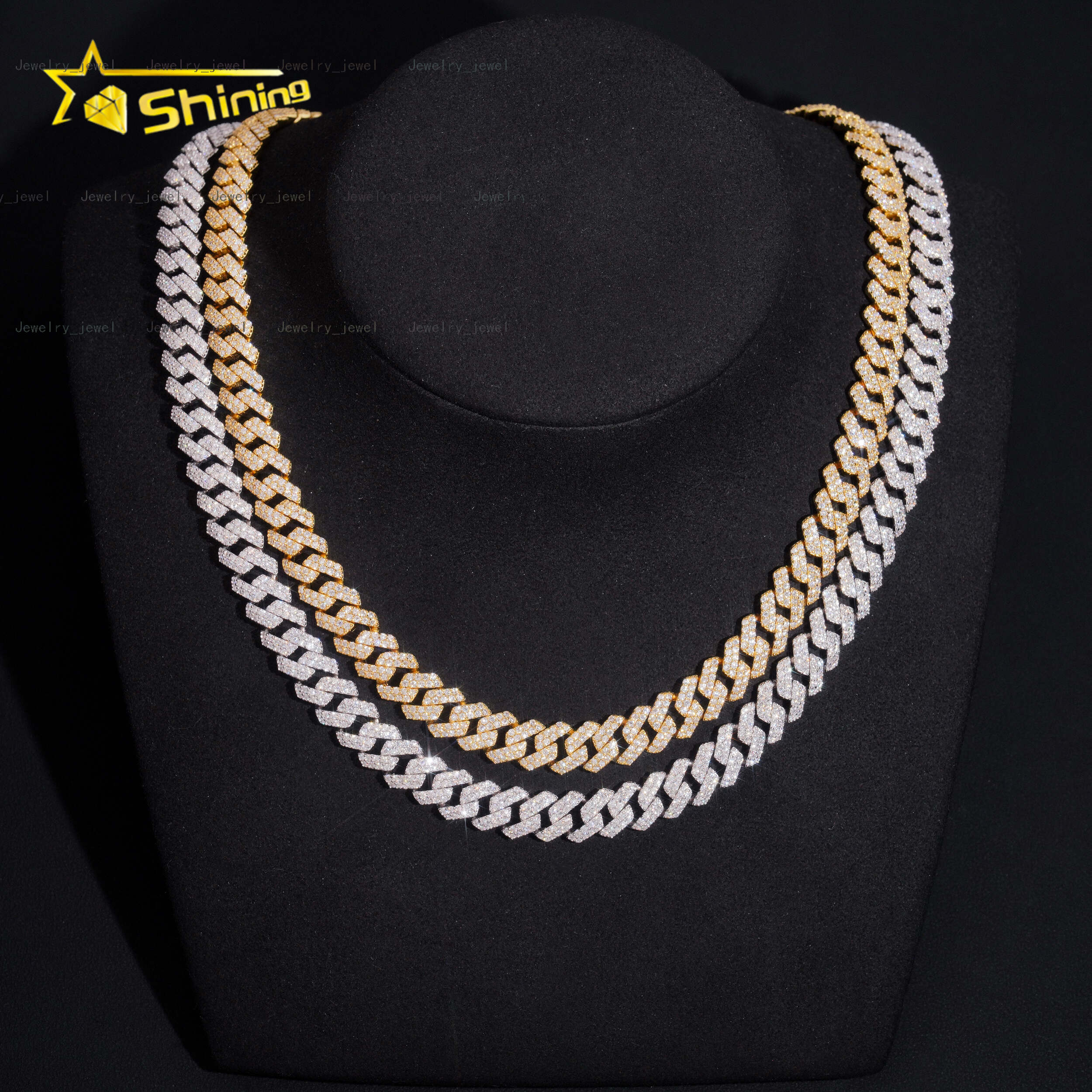 RTS Promotion Hot Selling Hip Hop Jewelry 10mm Solid 925 Sterling Silver Men Necklace Iced Out VVS Moissanite Cuban Link Chain