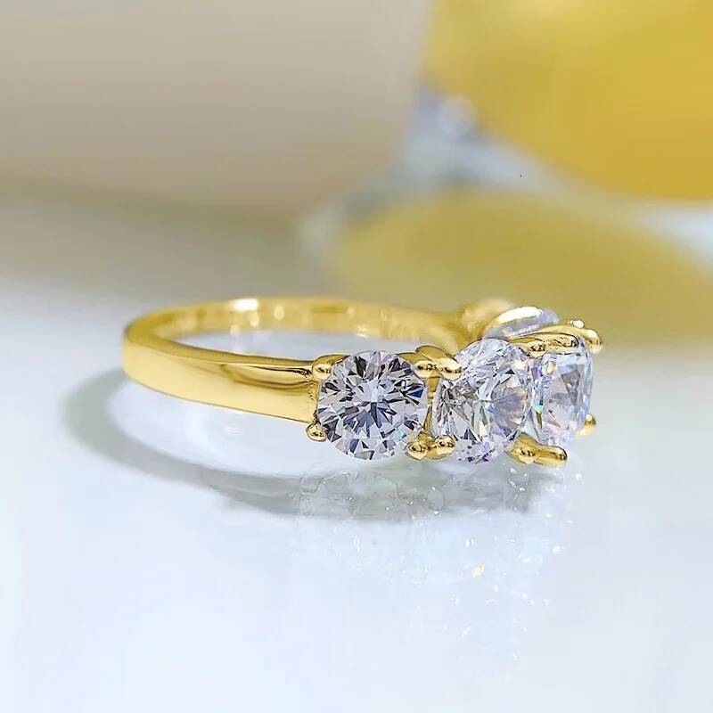 Anziw 5 Stone Rings 3.6cctw D Color Moissanite Engagement Wedding Bands Sliver 925 for Women Sparkling Diamonds Jewelry With GRA