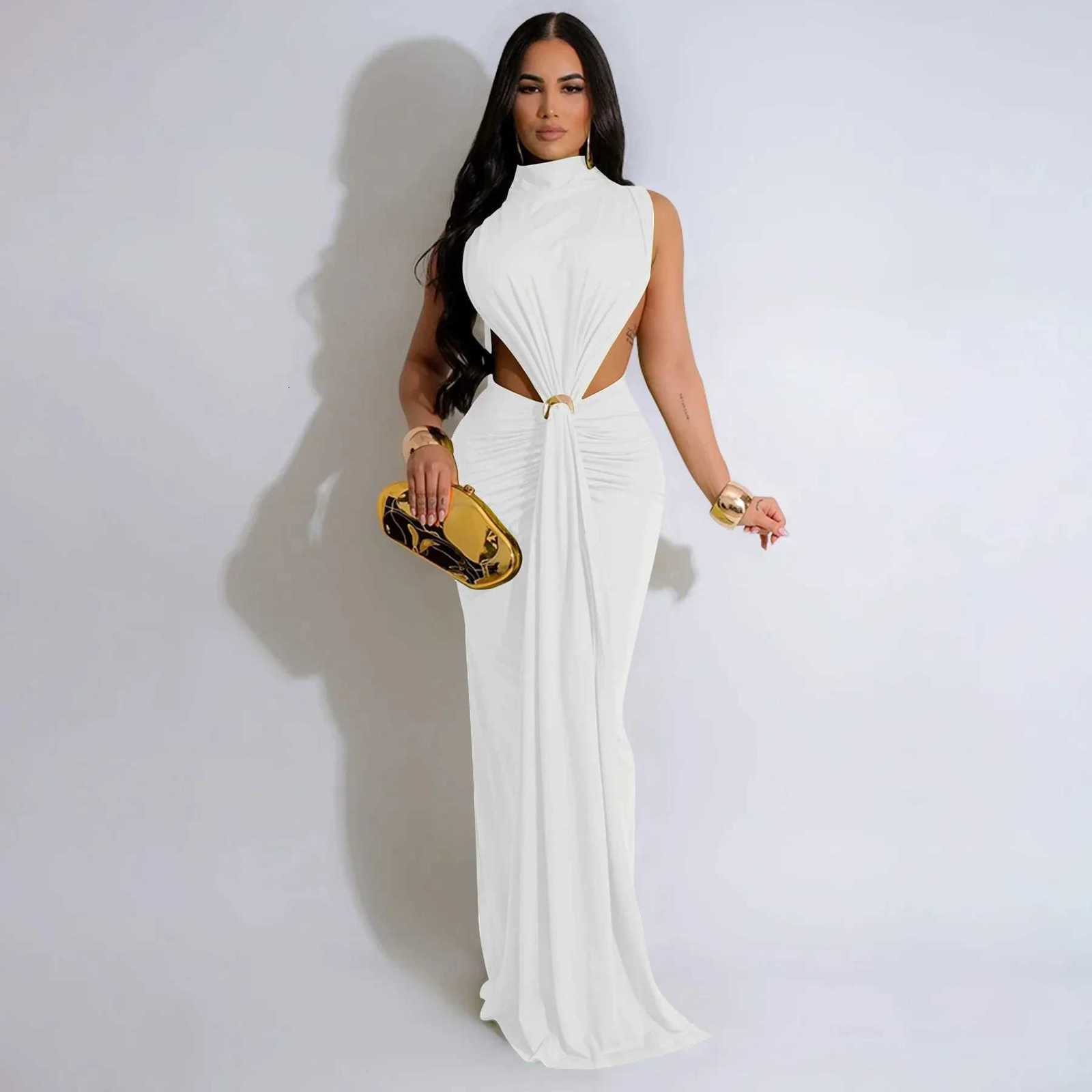 10772 Womens Fashionable Sexy Side Slit Sleeveless Dress Cross-Border Dress European and American Style Gown Skirt XJ250814