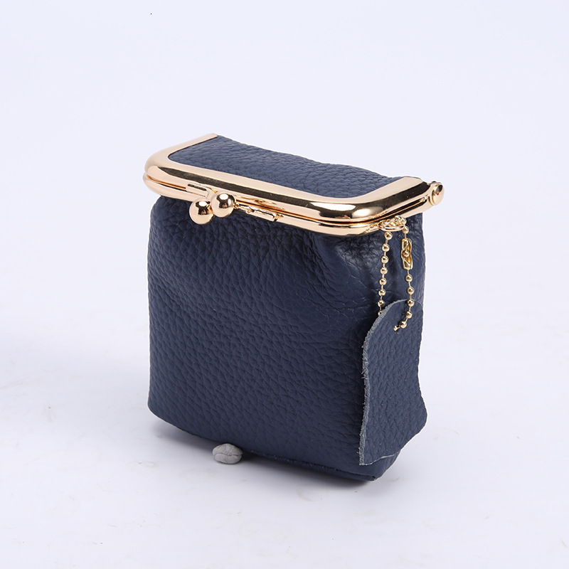 Genuine Leather Mini Lychee Pattern Lipstick Case Ins Style Multifunctional Storage Bag Coin Purse Wallet