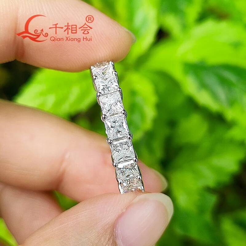 square 3.5mm Tension setting Eternity Band D white vvs moissanite 925 Sterling Silver Ring Jewelry Rings Engagement Ladies men