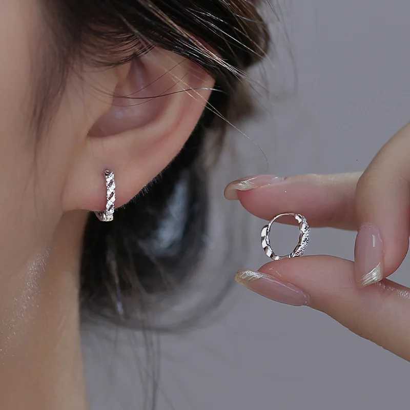 Real 925 Sterling Silver Irregular Zirconia Hoop Earrings for Women Fine Jewelry Light Luxury Allergy Minimalist Accessories XJ250814