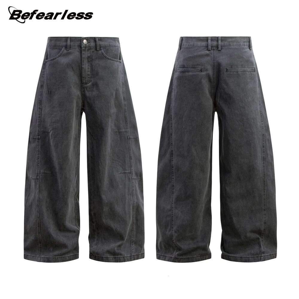 American Style Washed Vintage Curved Men's Trendy Brand Niche Loose Fit Casual Long Scythe Pants B5