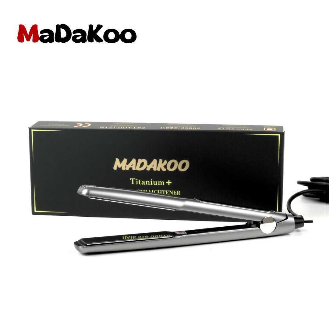 Madaco Titanium Hair Straightener Professional Heat Protectant Styling Tool with Ceramic Plates Adjustable Temp Fast Heat-Up W250814