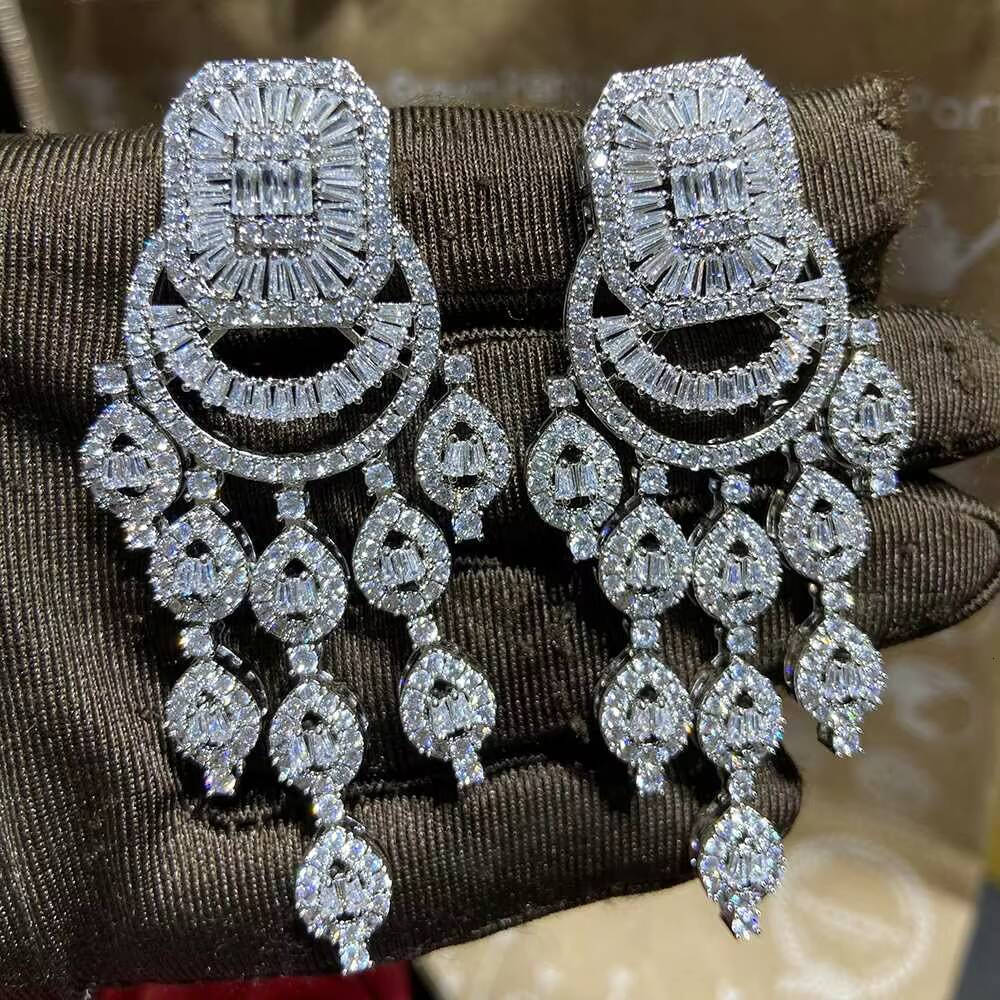 HIBRIDE Large Water Drop Exaggerated Earrings for Women Full Micro Pave Zirconia Wedding Party Jewelry Bijoux E-747