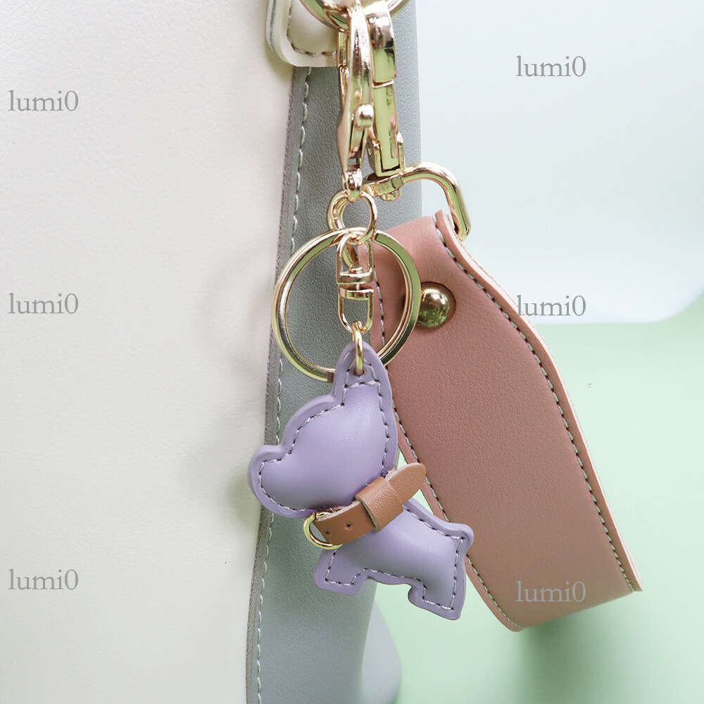 Creative Mini French Bulldog Puppy PU Leather Car Keychain Internet Celebrity Pendant Bag Accessory