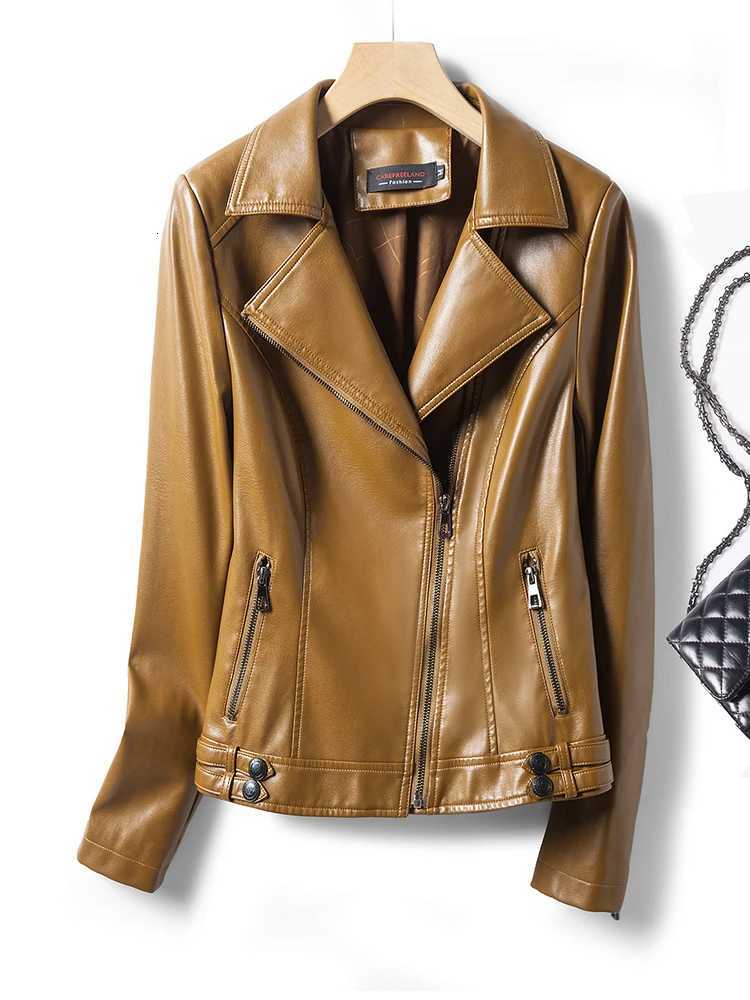 Spring and Autumn New Genuine Leather Clothes Womens Short Slim Fit Fashionable Korean Style Large Size Leather Jacket Small M250729