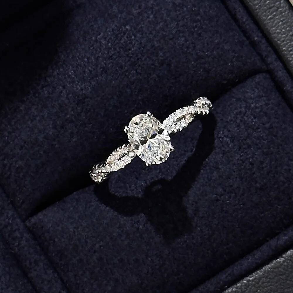 NKHOG 1CT Oval Moissanite Rings Women 925 Sterling Silver Wedding Anniversary Diamond Band Fine Jewelry GRA Certified Wholesale