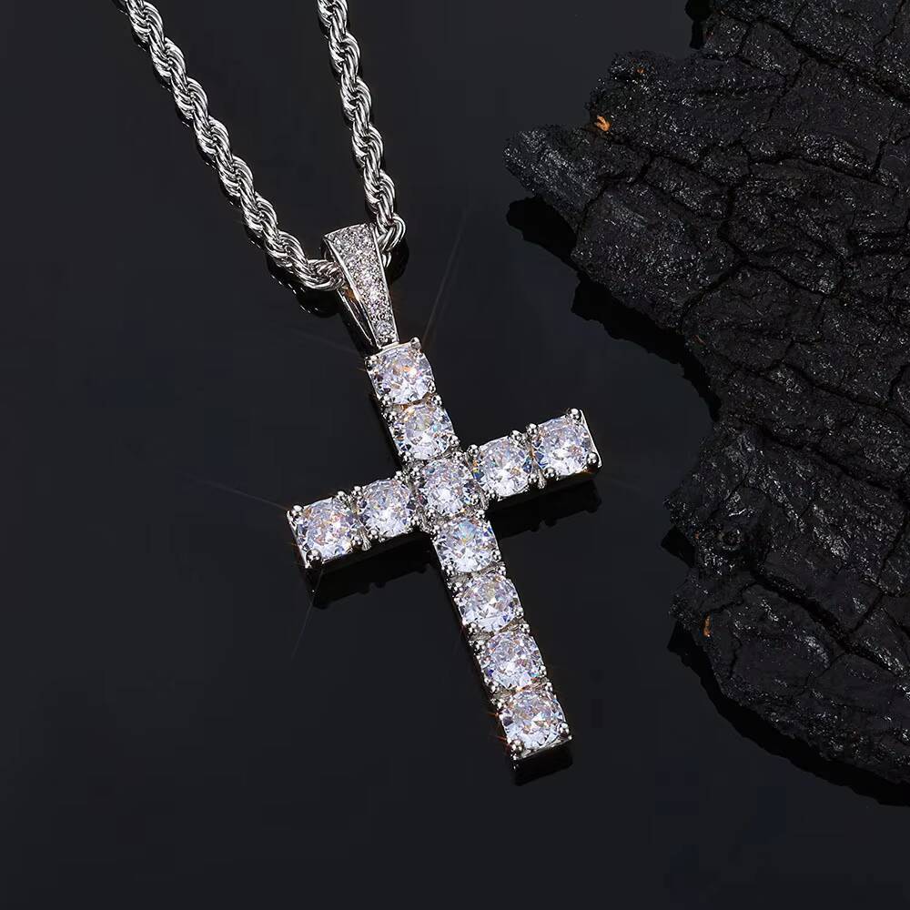 Hip-Hop Large Cross Necklace Men's Cross-Border Jewelry Zircon Personality Pendant