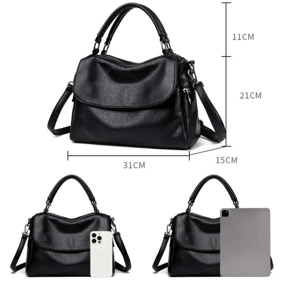 Women s Casual Tote Soft Leather Handbag Designer Shoulder Crossbody Hand Bag Ladies Doctor Shopping Sac a main bag