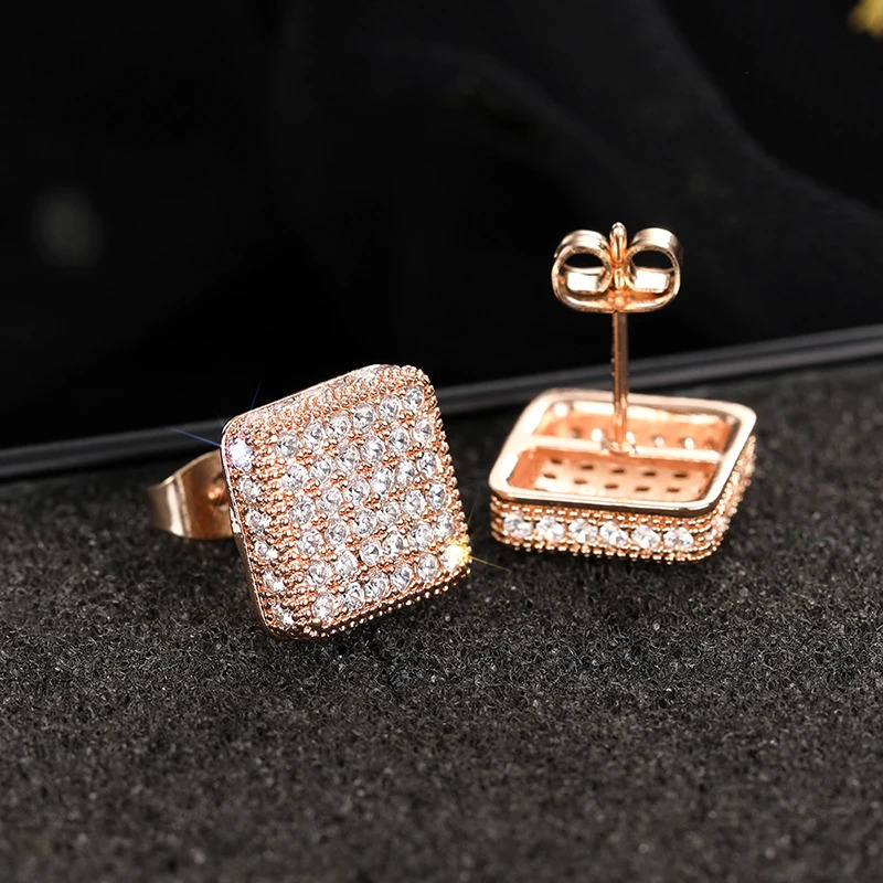CAOSHI Cubic Zirconia Stud Earrings for Women Square Daily Wearable Accessories Versatile Wedding Party Jewelry 250812
